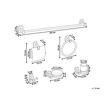 Badeværelsessæt 6 Dele Aluminium Sort 60 cm