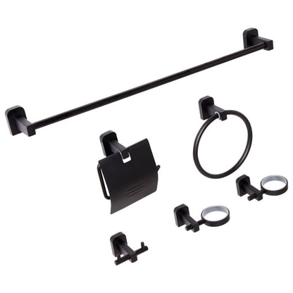 Badeværelsessæt 6 Dele Aluminium Sort 60 cm