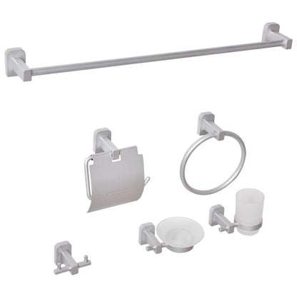 Badeværelsessæt 6 Dele Aluminium Sølv 60 cm