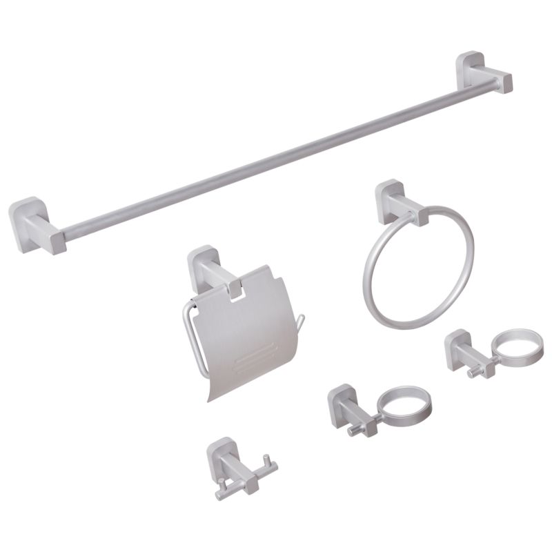 Badeværelsessæt 6 Dele Aluminium Sølv 60 cm