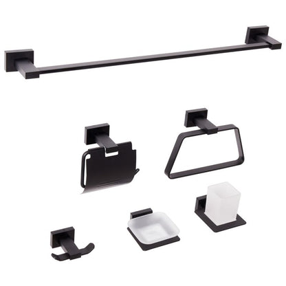 Badeværelsessæt 6 Dele Sort Aluminium 62 cm