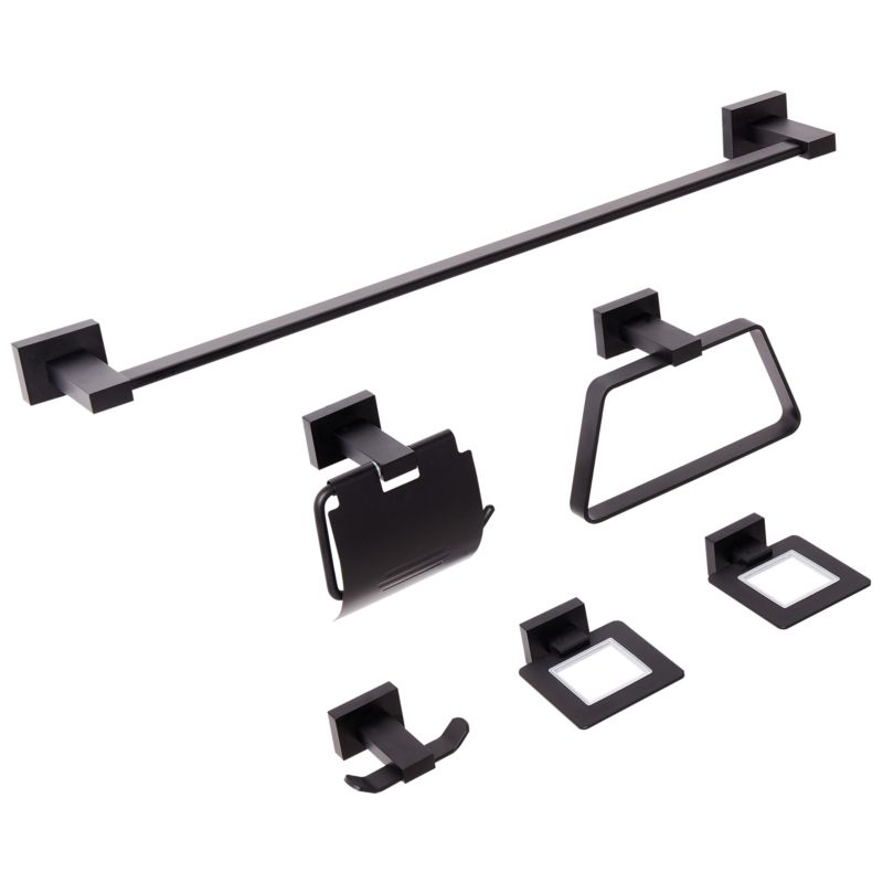 Badeværelsessæt 6 Dele Sort Aluminium 62 cm