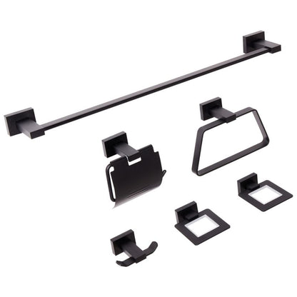 Badeværelsessæt 6 Dele Sort Aluminium 62 cm