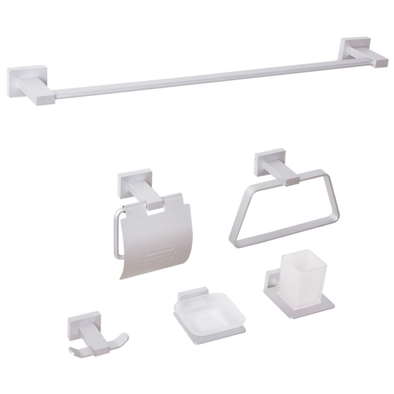 Badeværelsestilbehørssæt 6 Dele Aluminium Sølv 62 cm