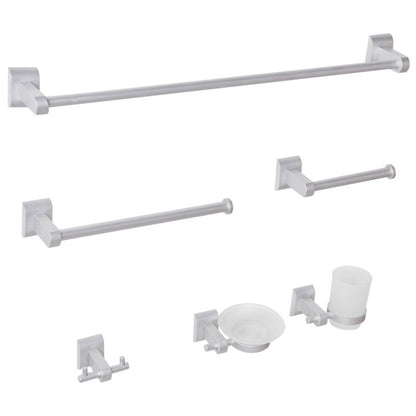 Badeværelsessæt 6 Dele Aluminium Sølv 61 cm