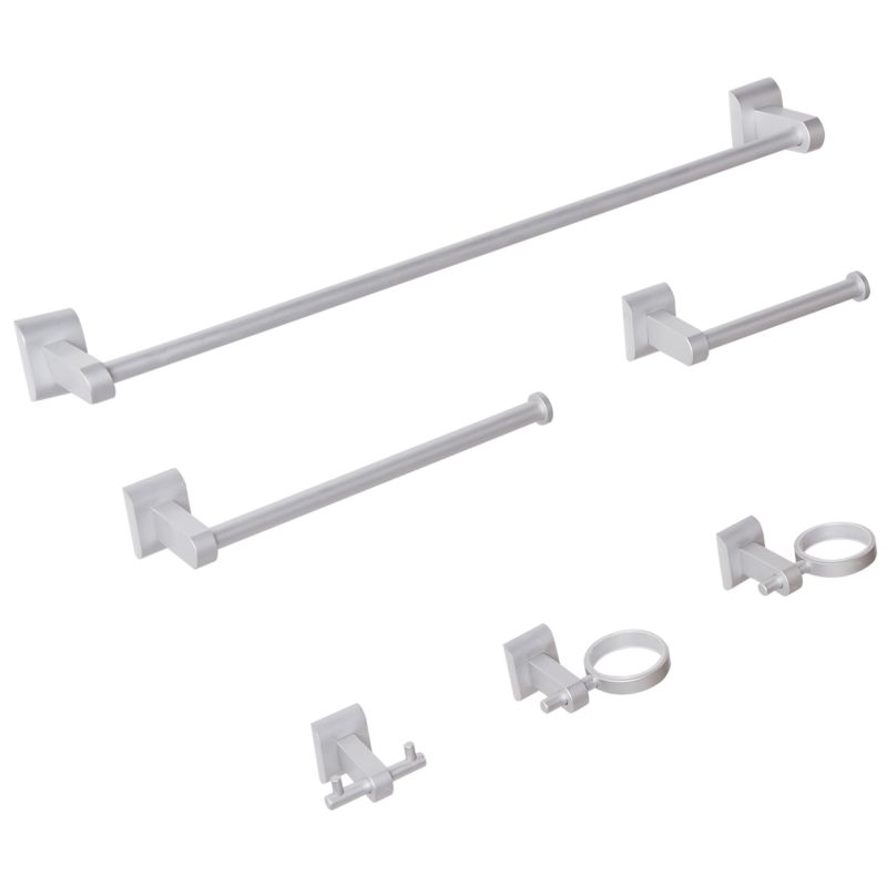 Badeværelsessæt 6 Dele Aluminium Sølv 61 cm