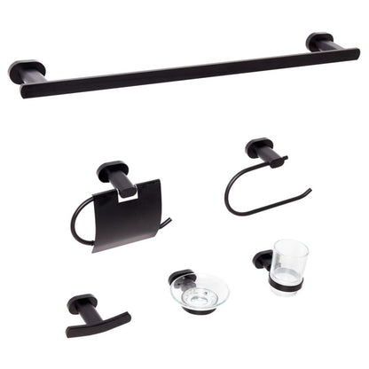 Badeværelsessæt 6 Dele Sort Aluminium 60 cm