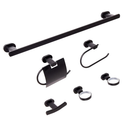 Badeværelsessæt 6 Dele Sort Aluminium 60 cm