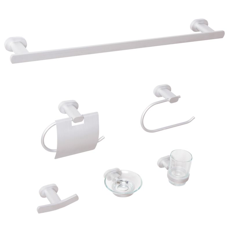 Badeværelsessæt 6 dele Aluminium Sølv 60 cm