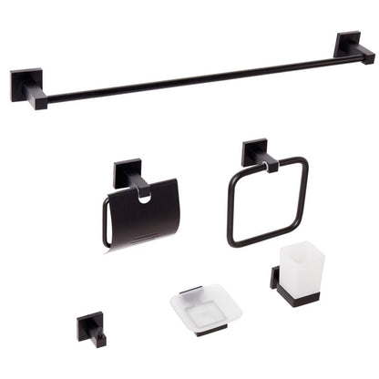 Badeværelsessæt 6 Dele Sort Aluminium 61 cm