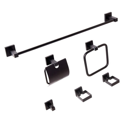 Badeværelsessæt 6 Dele Sort Aluminium 61 cm