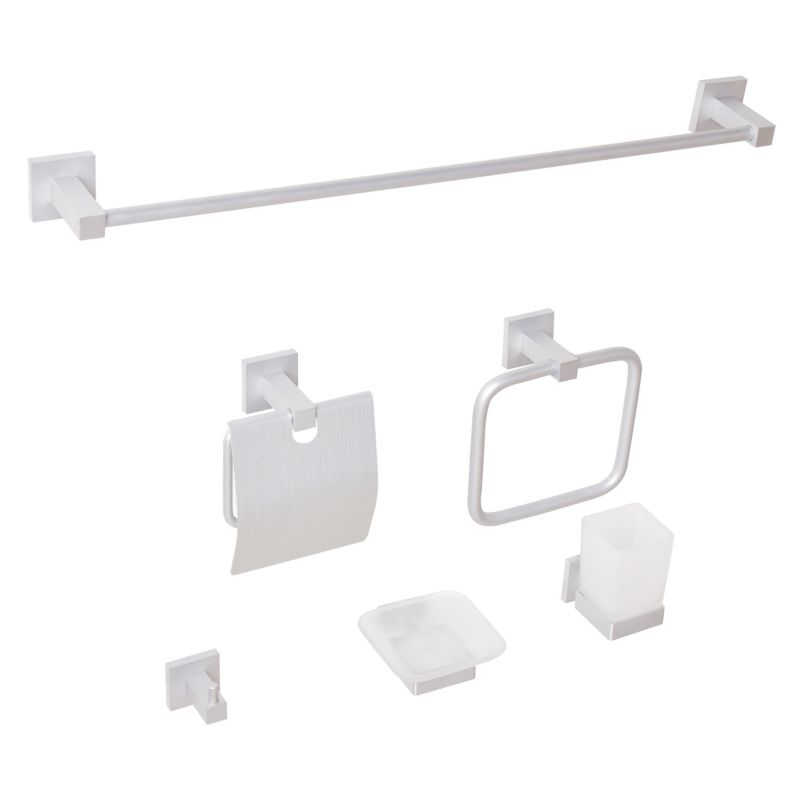 Badeværelsestilbehørssæt 6 Dele Aluminium Sølv 70x610x50 mm