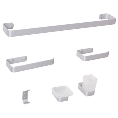 Badeværelsessæt 6 Dele Aluminium Sølv 60 cm
