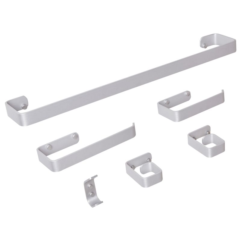 Badeværelsessæt 6 Dele Aluminium Sølv 60 cm
