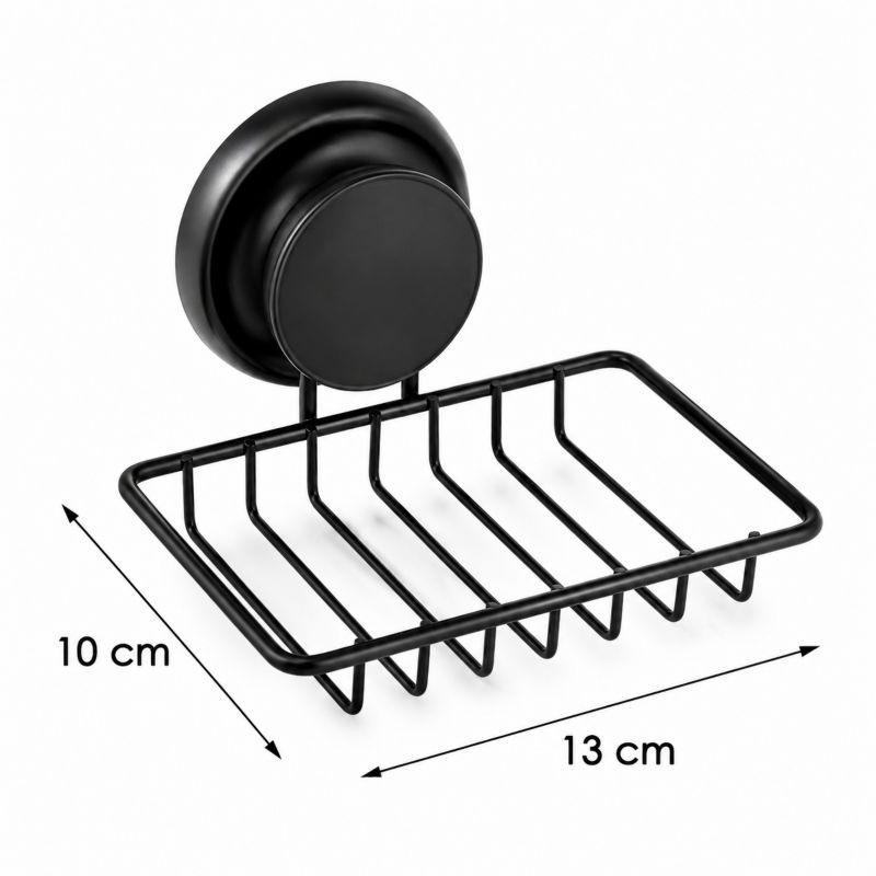 Badeværelsessæt 5 Dele Sort Stål på Sugekopper 20 cm