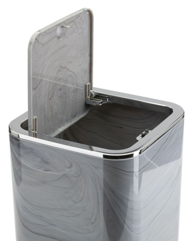 Badeværelsessæt 5 Dele Grå Marmorlook Plastik 20x20x29 cm