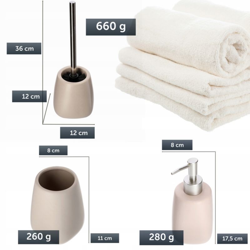 Badeværelsessæt 3 Dele Keramik Beige 24 cm