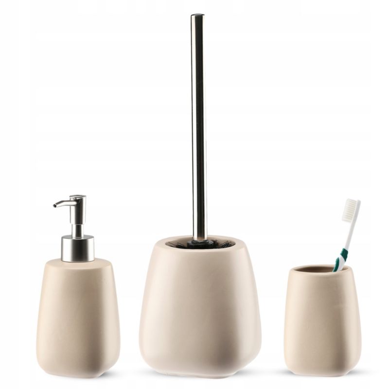 Badeværelsessæt 3 Dele Keramik Beige 24 cm