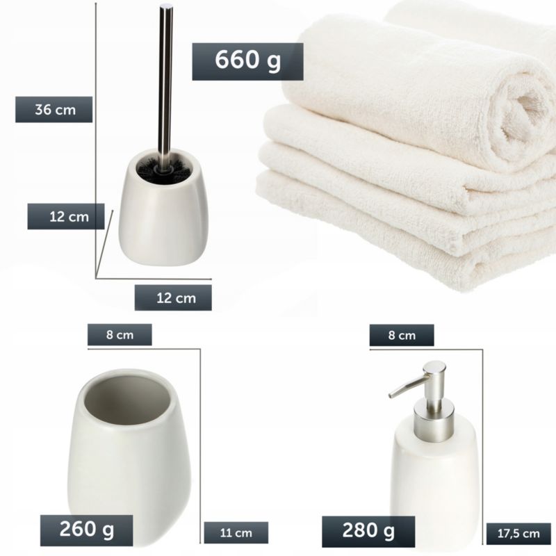 Badeværelsessæt 3 Dele Hvid Keramik 24 cm