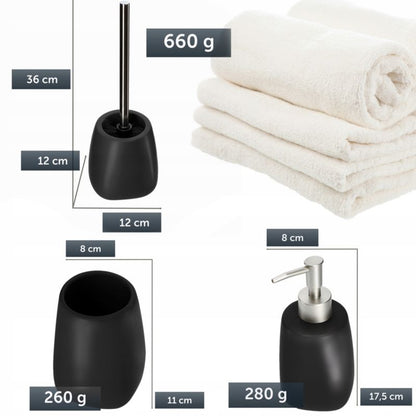 Badeværelsessæt 3 Dele Sort Keramik 24 cm