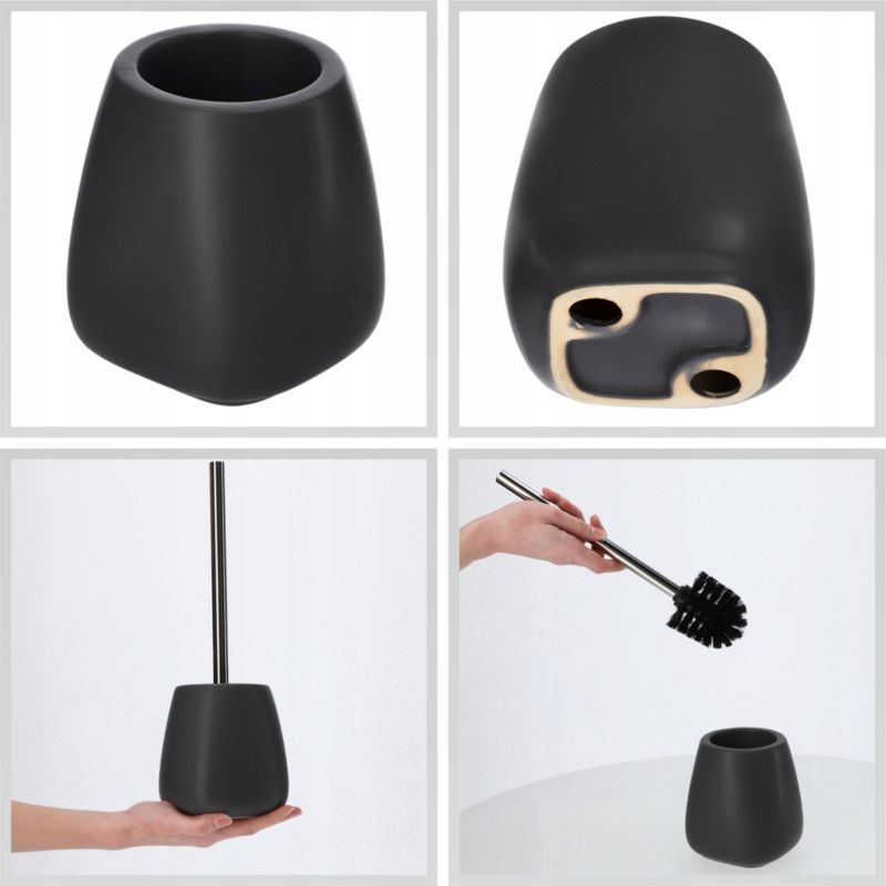 Badeværelsessæt 3 Dele Sort Keramik 24 cm