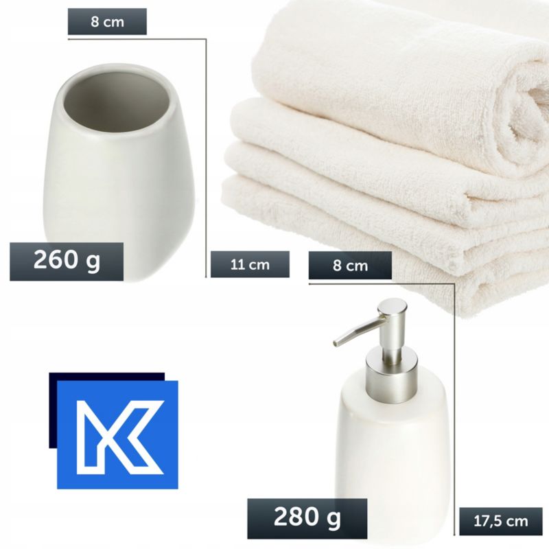 KADAX badeværelsessæt hvid dispenser + bæger 2 stk.
