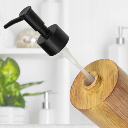 KADAX badeværelsessæt dispenser og bæger med træmønster i brun, 2 stk.