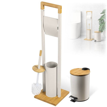 Badeværelsessæt med Toiletpapirholder, Toiletbørste og 3 L Spand Beige 76,5 cm | 5906638321355