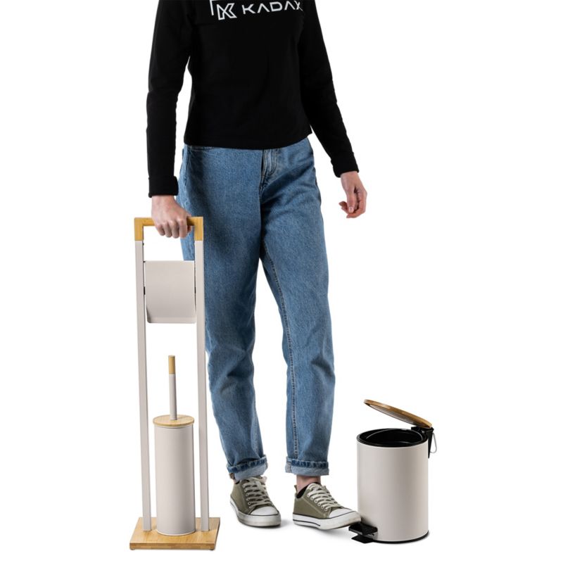 Badeværelsessæt med Toiletpapirholder, Toiletbørste og 3 L Spand Beige 76,5 cm | 5906638321355