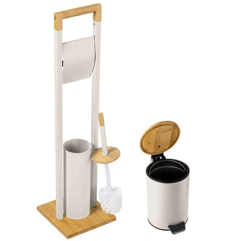 Badeværelsessæt med Toiletpapirholder, Toiletbørste og 3 L Spand Beige 76,5 cm | 5906638321355