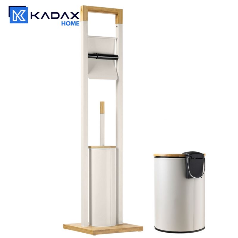 Badeværelsessæt med Toiletpapirholder, Toiletbørste og 3 L Spand Beige 76,5 cm | 5906638321355
