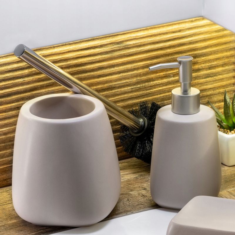 KADAX badeværelsessæt med beige sæbedispenser og børste, 2 dele