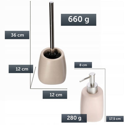 KADAX badeværelsessæt med beige sæbedispenser og børste, 2 dele
