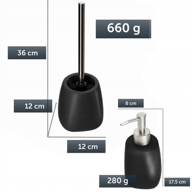 Badeværelsessæt Sort Keramisk Sæbedispenser og Toiletbørste 2 Dele