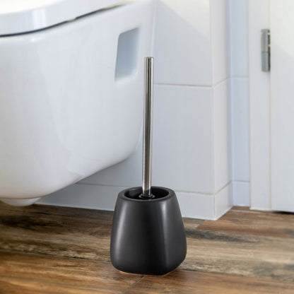 Badeværelsessæt Sort Keramisk Sæbedispenser og Toiletbørste 2 Dele