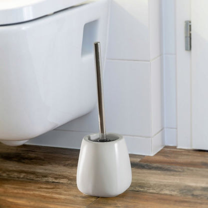 Badeværelsessæt med Sæbedispenser og Toiletbørste Hvid 12x12x30,5 cm