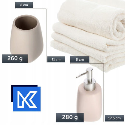 Badeværelsessæt Keramik Beige 2 Dele 16 x 7,8 x 17,8 cm