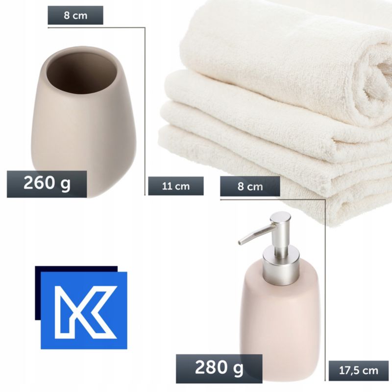 Badeværelsessæt Keramik Beige 2 Dele 16 x 7,8 x 17,8 cm