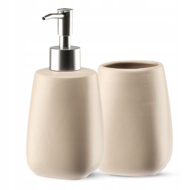 Badeværelsessæt Keramik Beige 2 Dele 16 x 7,8 x 17,8 cm