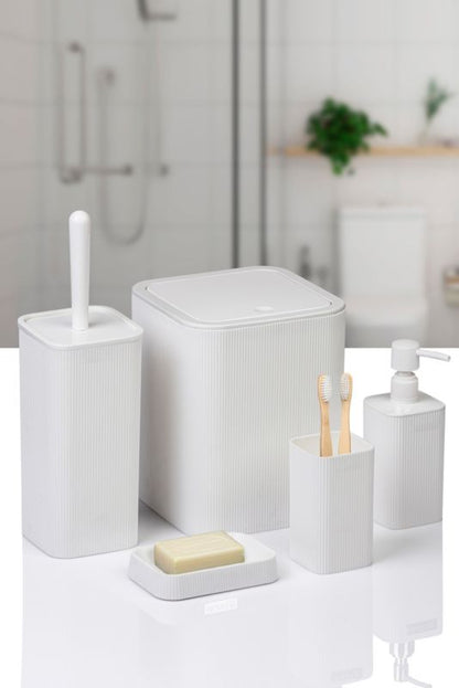 Badeværelsessæt Kely Square Hvid 5 Dele Plastik 20x20x29 cm