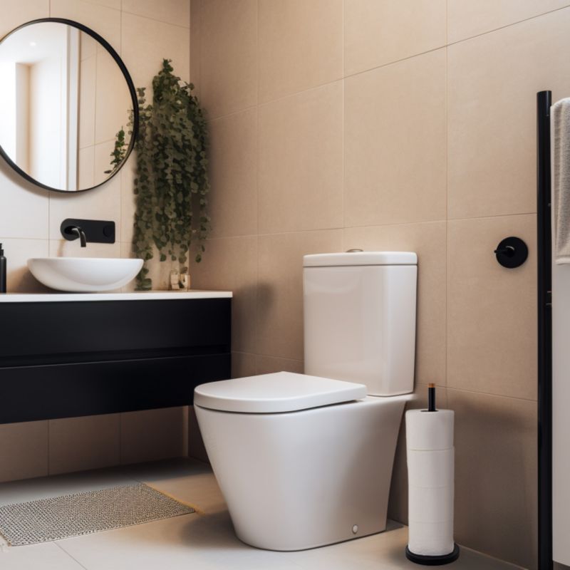 Badeværelsessæt med Pedalspand 3 L og Toiletpapirstativ til 4 Ruller Sort