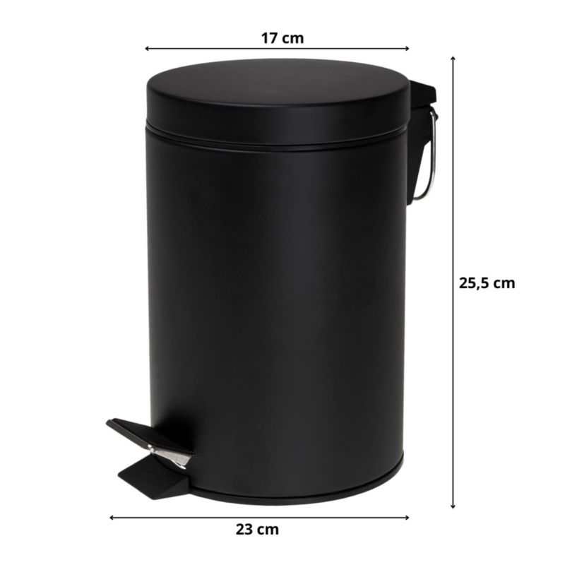 Badeværelsessæt med Toiletpapirholder og Affaldsspand Sort