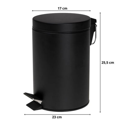 Badeværelsessæt med Toiletpapirholder og Affaldsspand Sort