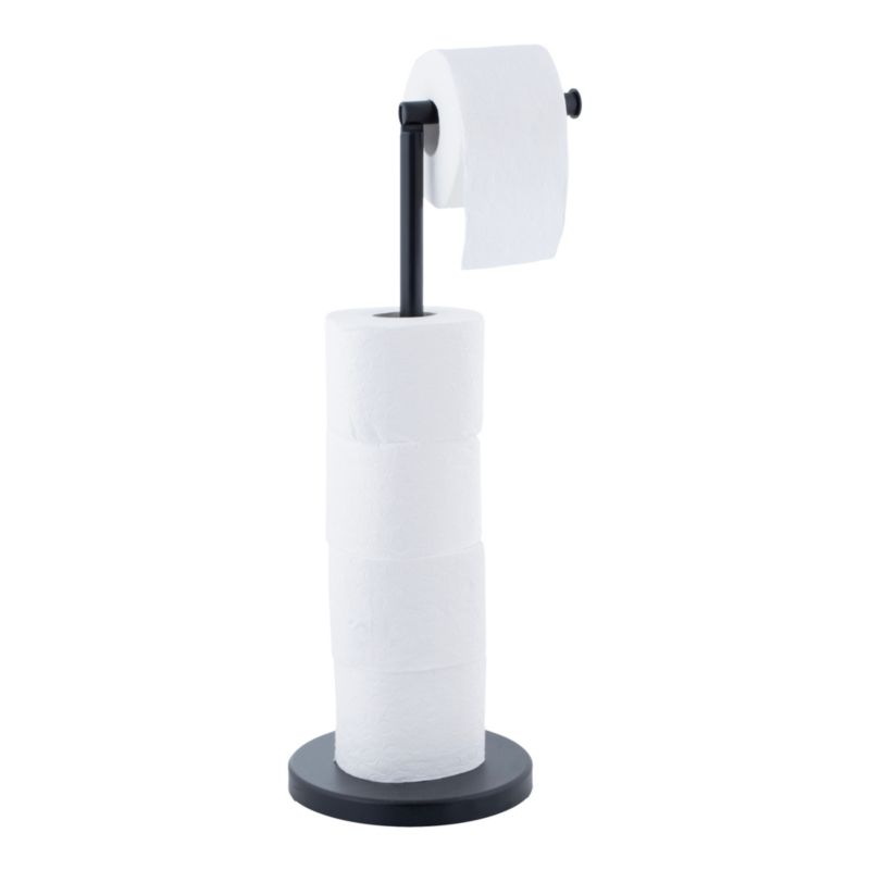 Badeværelsessæt med Toiletpapirholder og Affaldsspand Sort