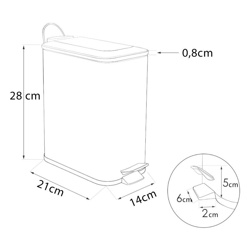 Badeværelsessæt med Pedalspand 5 L og Toiletpapirholder Sort/Bambus