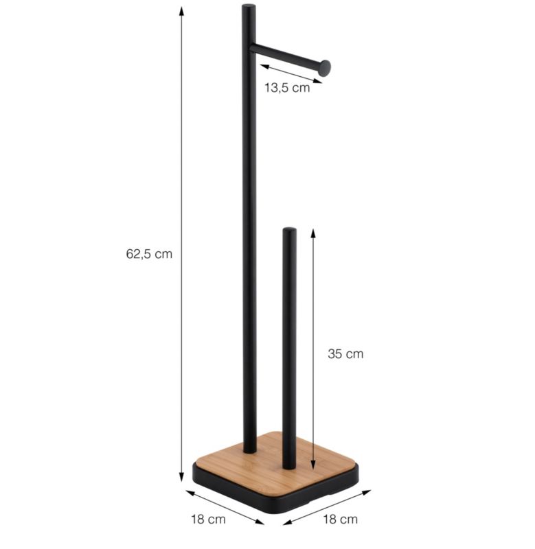 Badeværelsessæt med Pedalspand 5 L og Toiletpapirholder Sort/Bambus