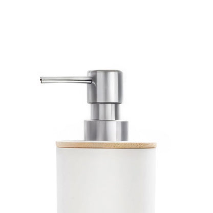 Badeværelsessæt Hvid Bambus Tandbørsteholder og Sæbedispenser 18x9,5x16,5 cm