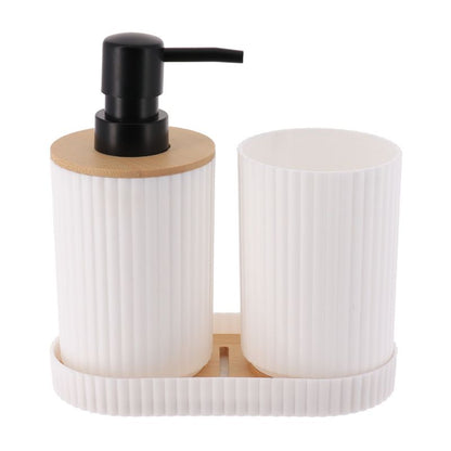 Badeværelsessæt 3 Dele Hvid Bambus 17,5x16x8 cm | 3667421005556