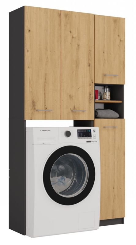 Badeværelsessæt Topeshop Marpol DD Skab Antracit Artisan Eg 30x96x180 cm 1 stk.