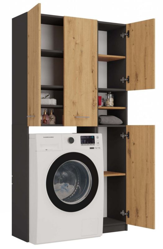 Badeværelsessæt Topeshop Marpol DD Skab Antracit Artisan Eg 30x96x180 cm 1 stk.